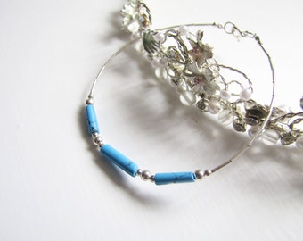 TURQUOISE COLLECTION - Precious Blue Turquoise Bracelet, Sterling Silver Bracelet, December Birthstone, Gift