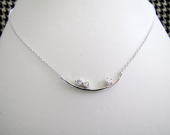 ANKA Sterling Silver Choker 16+2" Necklace Sparkling Cubic Zirconia Pendant What a Beautiful 925 Silver Everyday Jewelry