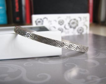 Chic Sterling Silver Cuff Oxidized Antique Stylish Sterling Silver Bangle Silver Bracelet Simple Elegant Everyday Jewelry