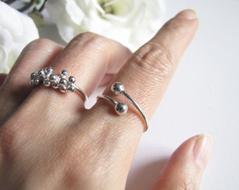 Ball Ring - Slim Silver Ring - Sterling Silver Ring - Adjustable Size - Everyday Jewelry