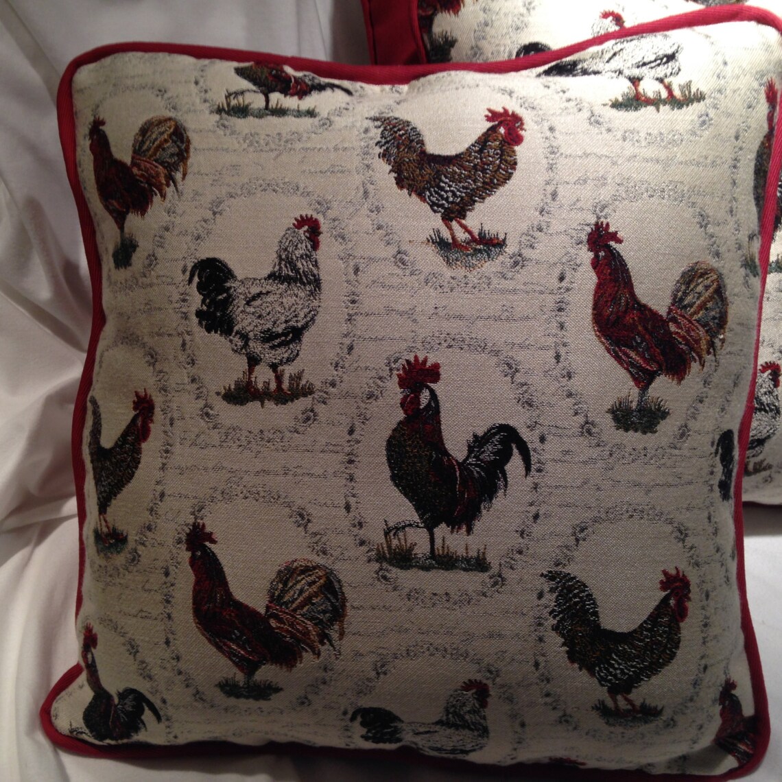 Red Rooster Designer Pillow Cover Etsy