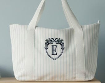 Personalized Embroidered Zip Top Tote Diaper Bag Carry All Tote Gift for Baby Shower