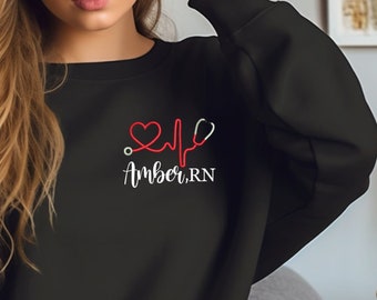 Nurse gift, personalized sweater, sweatshirt, monogrammed sweater, Christmas gift for nurse