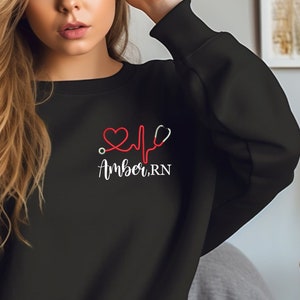 Nurse gift, personalized sweater, sweatshirt, monogrammed sweater, Christmas gift for nurse