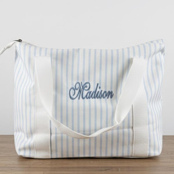 Personalized Embroidered Zip Top Tote Diaper Bag Carry All Tote Gift for Baby Shower
