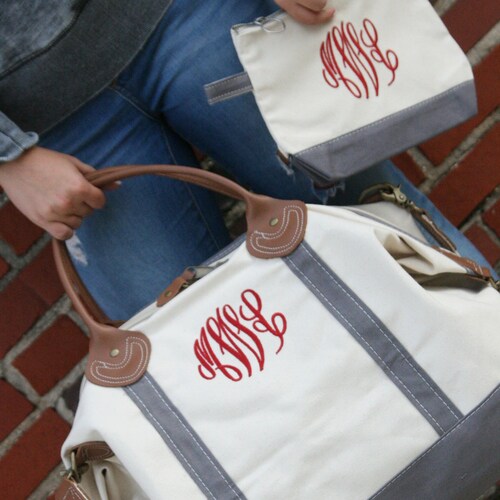 Weekender Monogrammed Duffel Bag Personalized Duffle Bag Etsy
