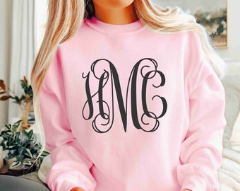 monogram sweatshirt, monogrammed crewneck, personalized sweater, gifts for her under 20