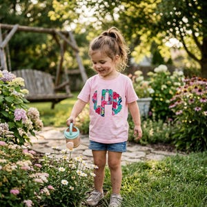 Personalized Monogrammed Shirt, Floral personalized Tee shirt, Girls Monogram shirt, Toddler Infant Size, personalized t shirt