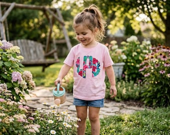 Personalized Monogrammed Shirt, Floral personalized Tee shirt, Girls Monogram shirt, Toddler Infant Size, personalized t shirt