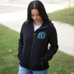monogrammed fleece jacket, full zip jacket, ladies jacket, gifts for her, monogrammed coat, personalized jacket
