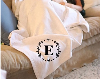 Monogram Blanket, Personalized Fleece Throw, Christmas Gifts, Gifts for her,