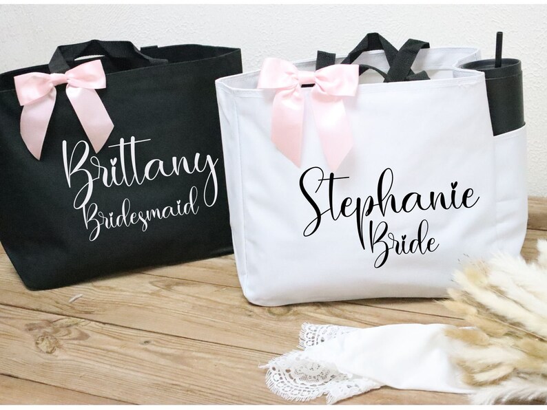 Personalized Bridesmaid Tote Bag, Bridesmaid Gift, Personalized Tote image 1