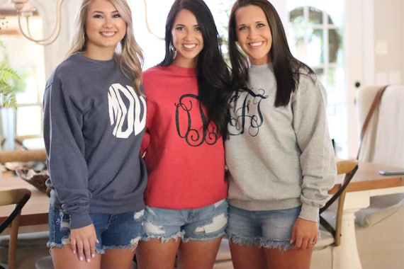 Etsy monogrammed sweatshirts outlet