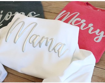 Custom Text Puff lettering Sweatshirt, Christmas Sweater, Personalized Sweatshirt, Gifts for her