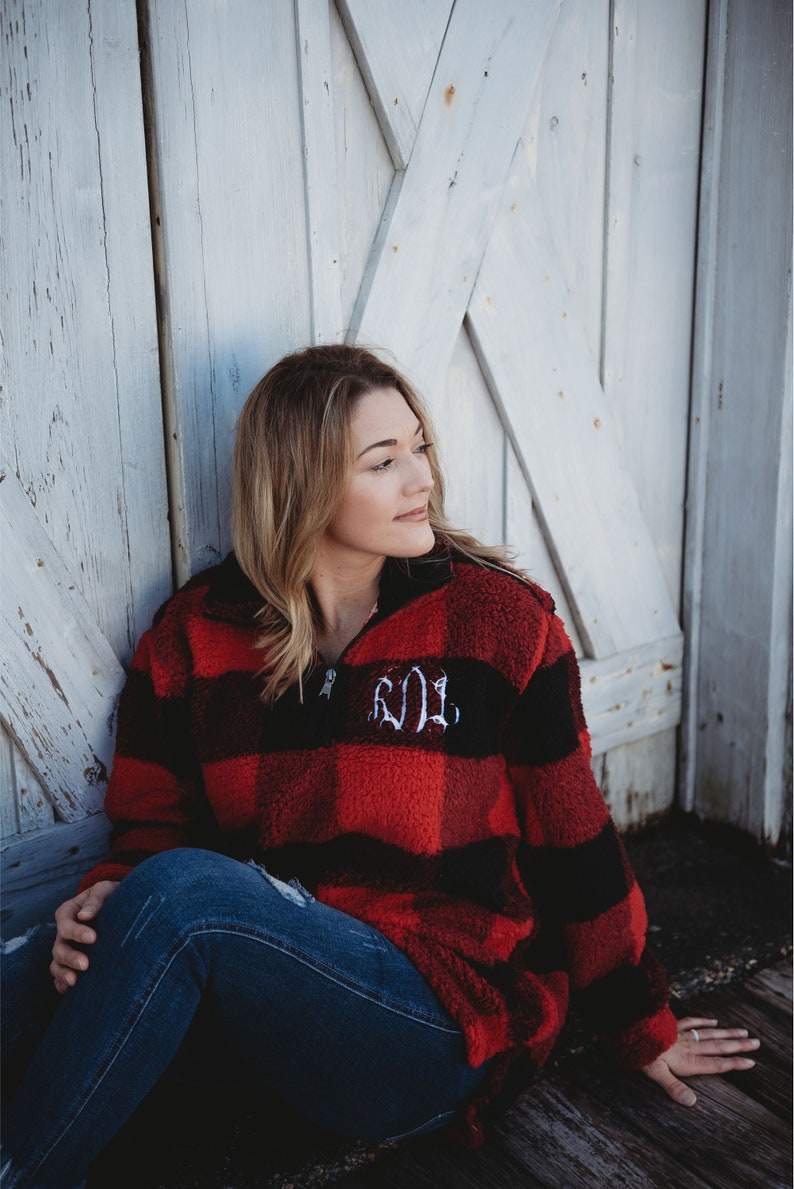 Sherpa monogrammed quarter zip quarter zip monogrammed sweater monogrammed sweatshirt gifts for her Christmas gift