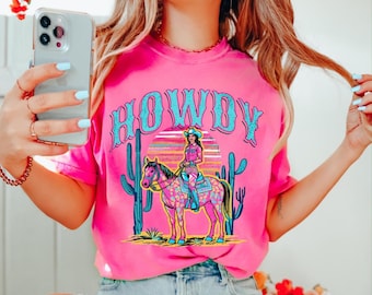 Comfort Colors Howdy Western Cowgirl Tee Shirt
