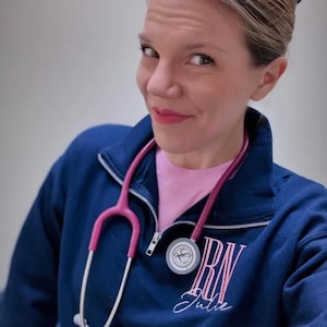 Nurse Custom Quarter Zip Sweatshirt Quarter Zip-Custom LPN  Embroidered-Personalized-Nursing Graduation-Nurse-RN-Gift for her