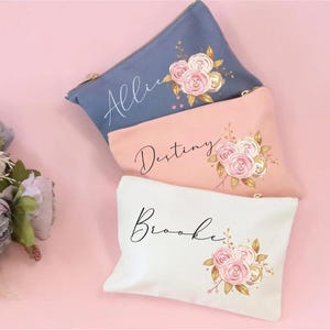 Bridesmaid Gifts Makeup Bag for Her | Bridesmaid Maid of Honor Proposal | Bridal Party Gift for Her | Custom Cosmetic Bags | Birthday Gift