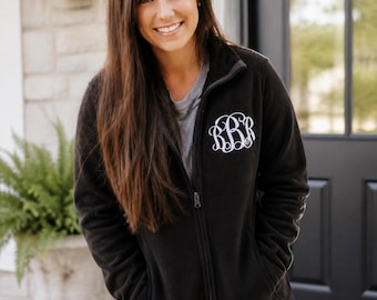 Monogrammed Fleece Jacket | Personalized Full Zip Jacket | Custom Embroidered Jacket | Cozy Womens Gift | Embroidered