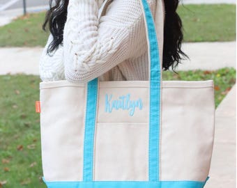 Custom Canvas Tote Bag, Personalized tote bag, name tote bag, bridesmaid gift bag, embroidered with initials custom tote, Personalized Gift