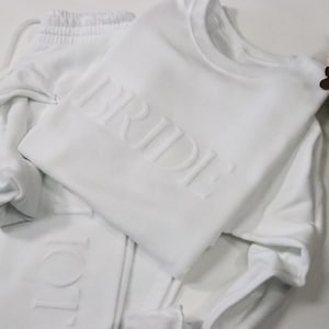 Personalized Custom Embossed New Mrs. Bridal Gift Set Bride Sweatshirt Crewneck Sweats Honeymoon Outfit