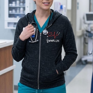 Personalized Nurse Zip up Lightweight Jacket with Hood, Gifts for Nurse, Nurse Jacket