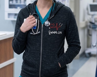 Personalized Nurse Zip up Lightweight Jacket with Hood, Gifts for Nurse, Nurse Jacket