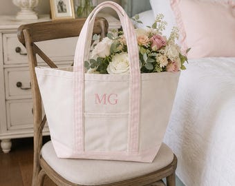 Personalized Canvas Tote Bag, Embroidered Initials Tote, Small Monogram Bag, Bridesmaid Gift, Travel Toiletry Tote, Everyday Carry Bag