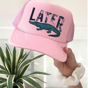 Later Gator Trucker Hat for Men & Women | Funny Quote Teen Snapback | Retro Style Adjustable Cap | Dad Joke Mesh Hat | Alligator Graphic Hat