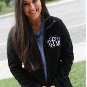 monogrammed fleece jacket, full zip jacket, ladies jacket, gifts for her, monogrammed coat, personalized jacket