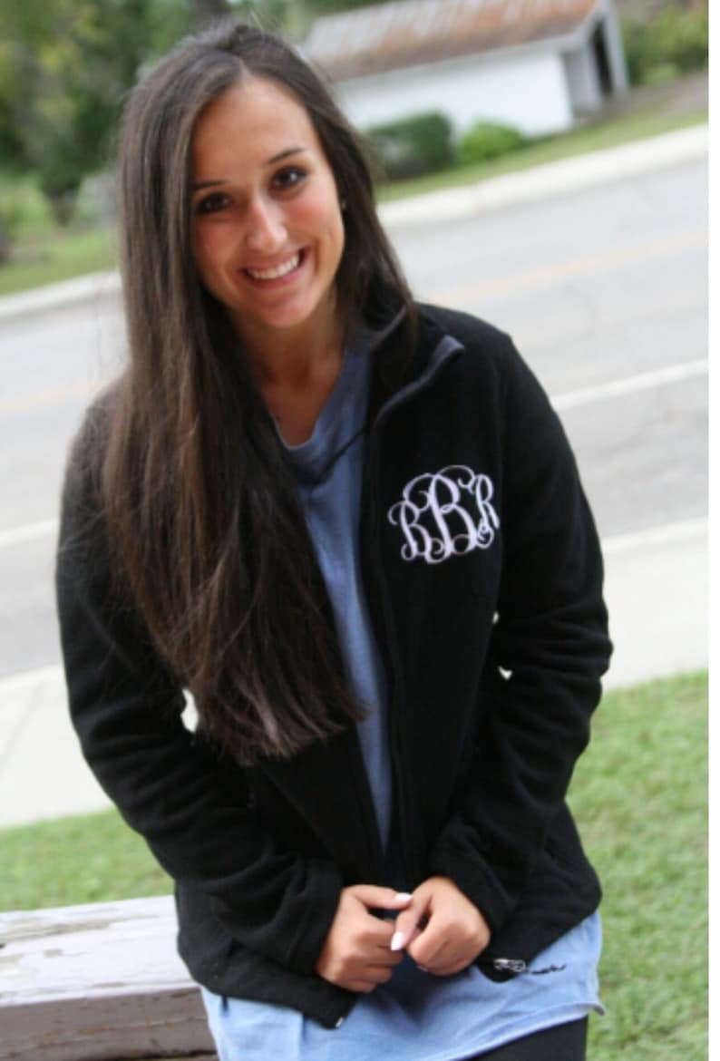 monogrammed fleece jacket, full zip jacket, ladies jacket, gifts for her, monogrammed coat, personalized jacket image 1