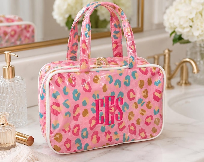 Embroidered Cosmetic Carry all Case Make up Bag Waterproof Travel Case Toiletry Bag For Her Christmas Gift Ideas for Her
