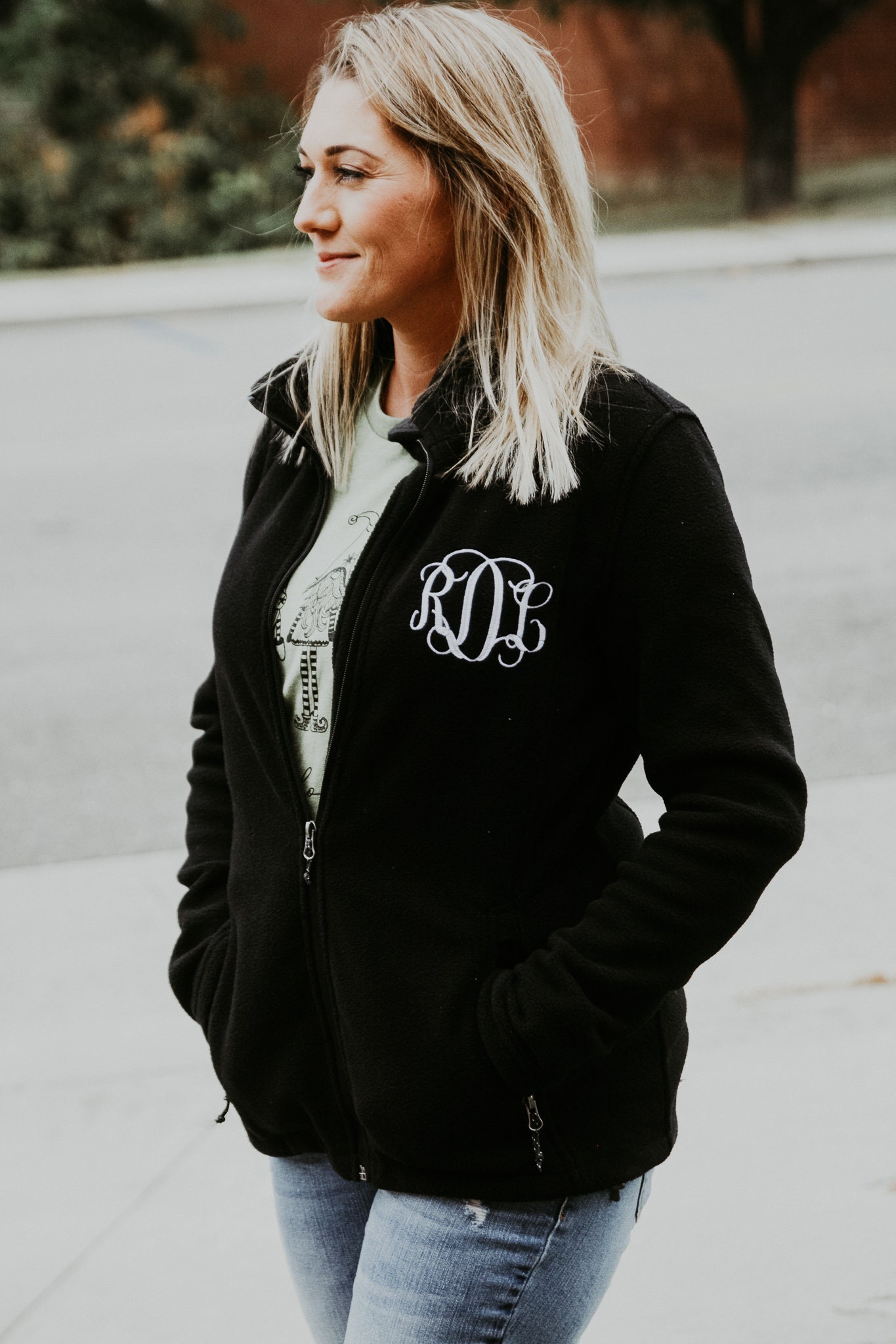 Monogrammed Fleece Jacket for Girls {Navy}