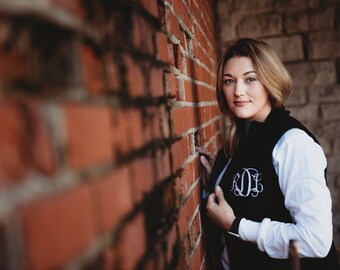 monogrammed vest/ monogrammed fleece vest/ monogram vest/ monogrammed outerwear/ personalized vest/ gifts for her under 30