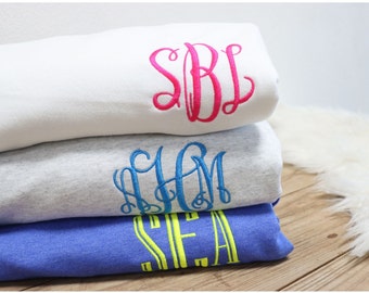 Embroidered personalized monogram sweatshirt, monogrammed crewneck, personalized sweater, gifts for her