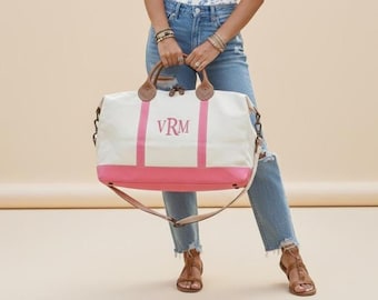 Personalized weekender~Monogrammed Duffle Bag~Canvas Weekender Bag~Womens Bag~Personalized Gifts for her~Overnight Bag