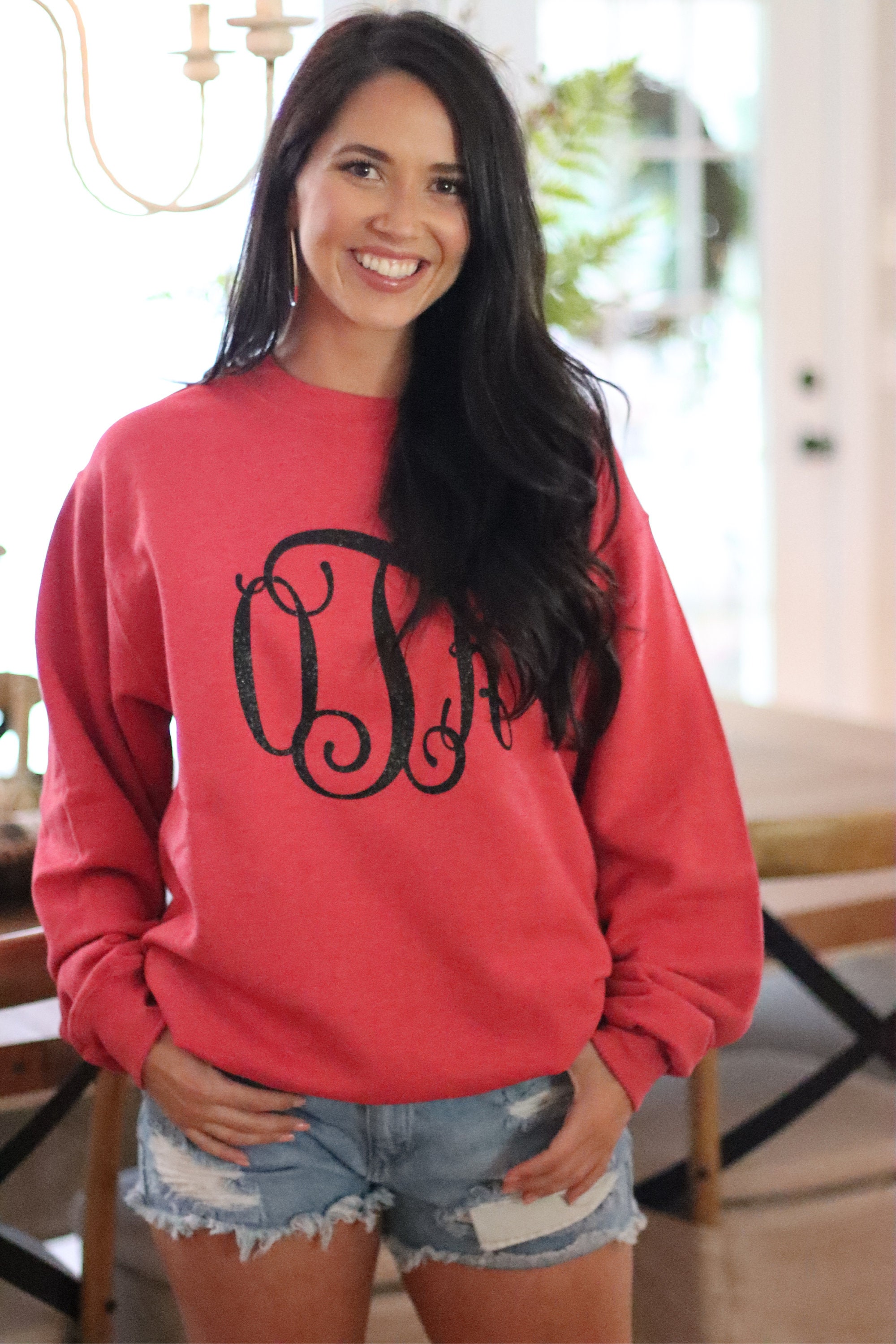 Monogram sweatshirt monogram sweater crewneck personalized | Etsy