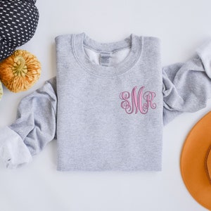Embroidered Personalized Monogram Sweatshirt, Monogrammed Crewneck ...