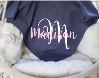 monogrammed blanket/ monogrammed throw/ stadium blanket/ gifts for her/ gifts under 20/ cheer blanket/ football blanket