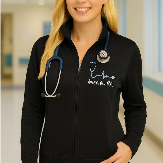 Personalized Nurse Jacket Stethoscope Custom Name RN LPN CNA Jacket