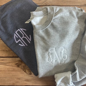 Embroidered Personalized Monogram Sweatshirt, Monogrammed Crewneck ...