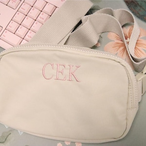 Personalized Belt Bag with Embroidered Initials | Custom Crossbody Fanny Pack | Monogram Waist Bag Gift