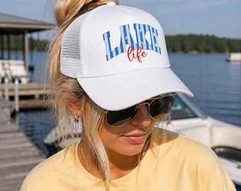 Lake Trucker Hat | Foam Trucker Cap | Lake Hat Women | Boating Hat | Summer Hat | Beach Hat | Lake Outfit | Vacation Hat | Gift Lake Lover