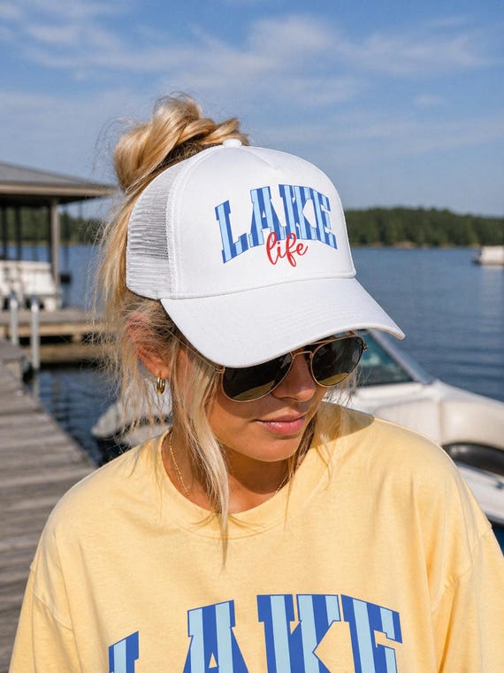 Lake Trucker Hat | Foam Trucker Cap | Lake Hat Women | Boating Hat | Summer Hat | Beach Hat | Lake Outfit | Vacation Hat | Gift Lake Lover