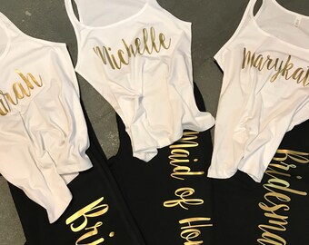 bridesmaid gift,bridal party sweatpant set, bridesmaid gift, wedding gift, bride tank, bridesmaid tank