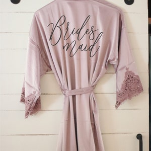 Satin Bridesmaid robe, lace bridesmaid robe, bridesmaid gift, personalized robe, bridesmaid proposal, bridesmaid box