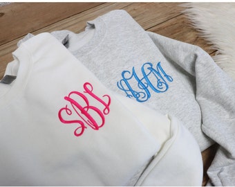 embroidered personalized monogram sweatshirt, monogrammed crewneck, personalized sweater, gifts for her