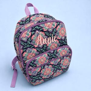 Personalized Quilted Backpack | Floral Backpack | Embroidered Monogram Book Bag | Girls School Backpack | Travel Backpack | Gift for Her