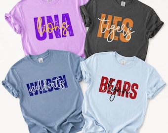 Custom School Spirit Comfort Colors Tee | Lions Tigers Wildcats Bears Shirt | Mascot Shirt | Team Spirit Shirt | Personalized School Tee