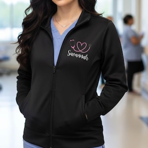 Personalized Nurse Jacket, Gifts for Nurses, Monogrammed full zip Jacket RN LPN Gift, RN Jacket, Monogrammed Jacket